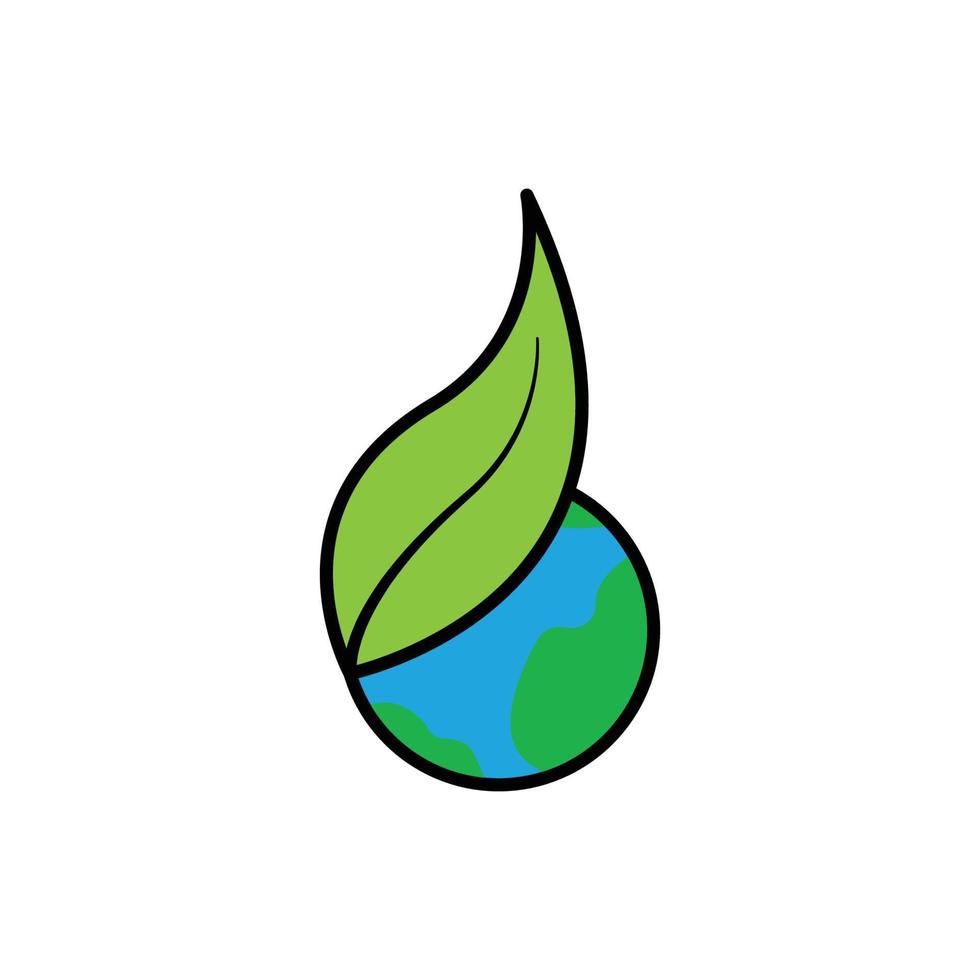 Earth and plant flat icons. Good for protecting ozone. design template vector