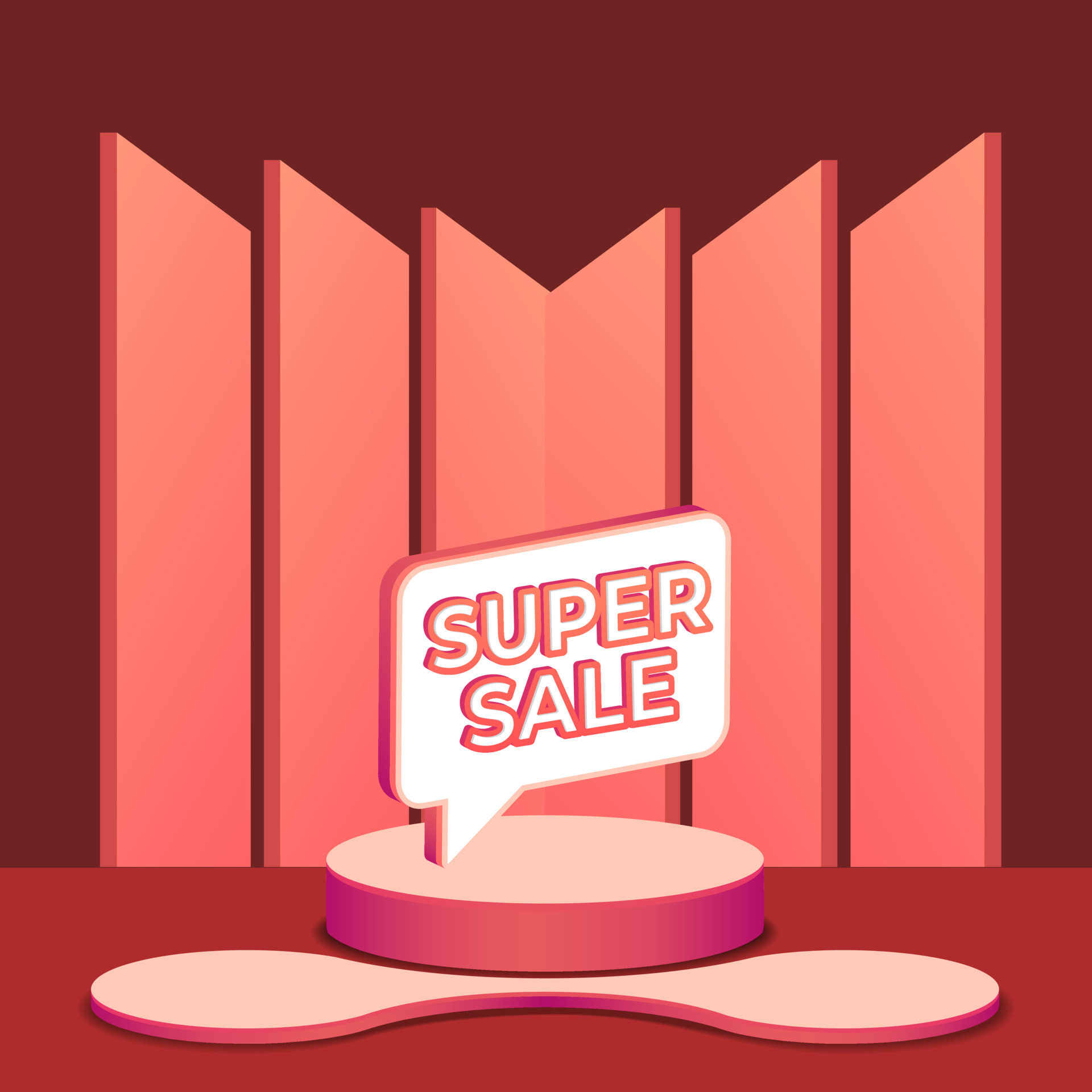 Super sale poster with 3d stage by modern and minimalist spotlight. 3d