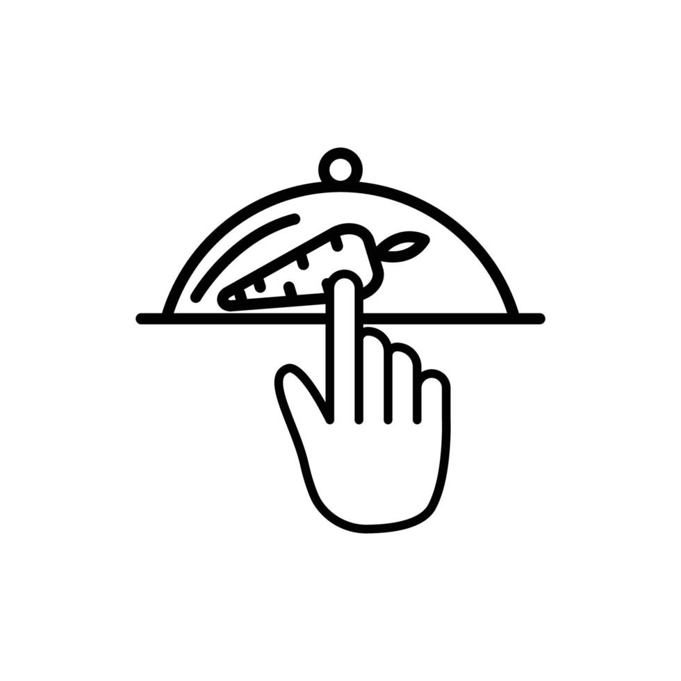 restaurante vegetariano e icono de línea táctil. vector de plantilla de diseño