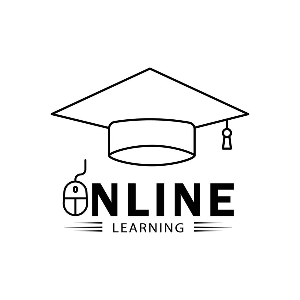 Online learning line symbol with writing. Design template vector