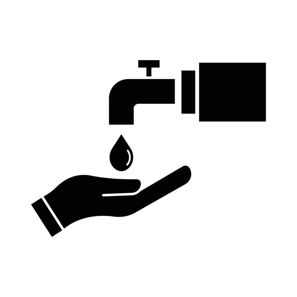 icono de gestión de agua, icono de mano y gota de agua. vector de plantilla de diseño