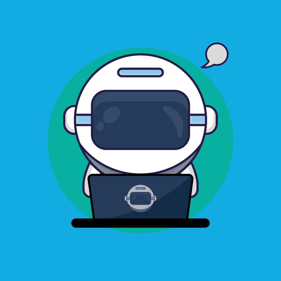 Astronaut in front of laptop. cartoon character illustration flat design.  suitable for business illustration, Prints design. design template vector