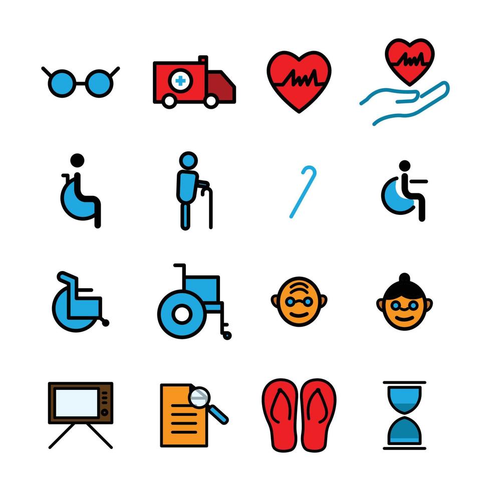 Elderly set flat icon. Design template vector