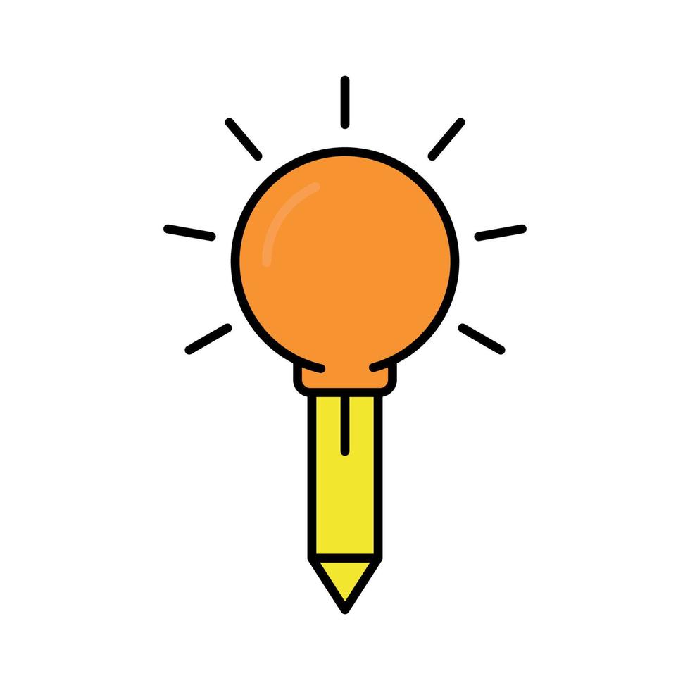 Education idea icon. light bulb and pencil. lineal color style logo icon. suitable for education. design template vector