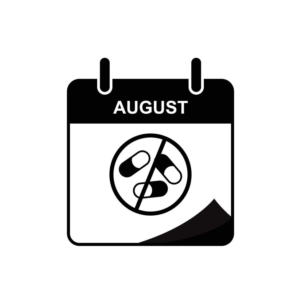 International Overdose Awareness day calendar icon with overdose stop icon. Design template vector