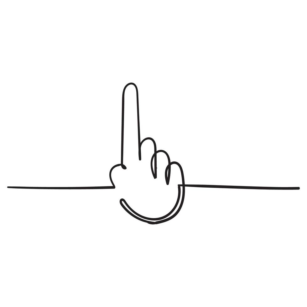 Clicking hand linear icon handdrawn doodle style vector