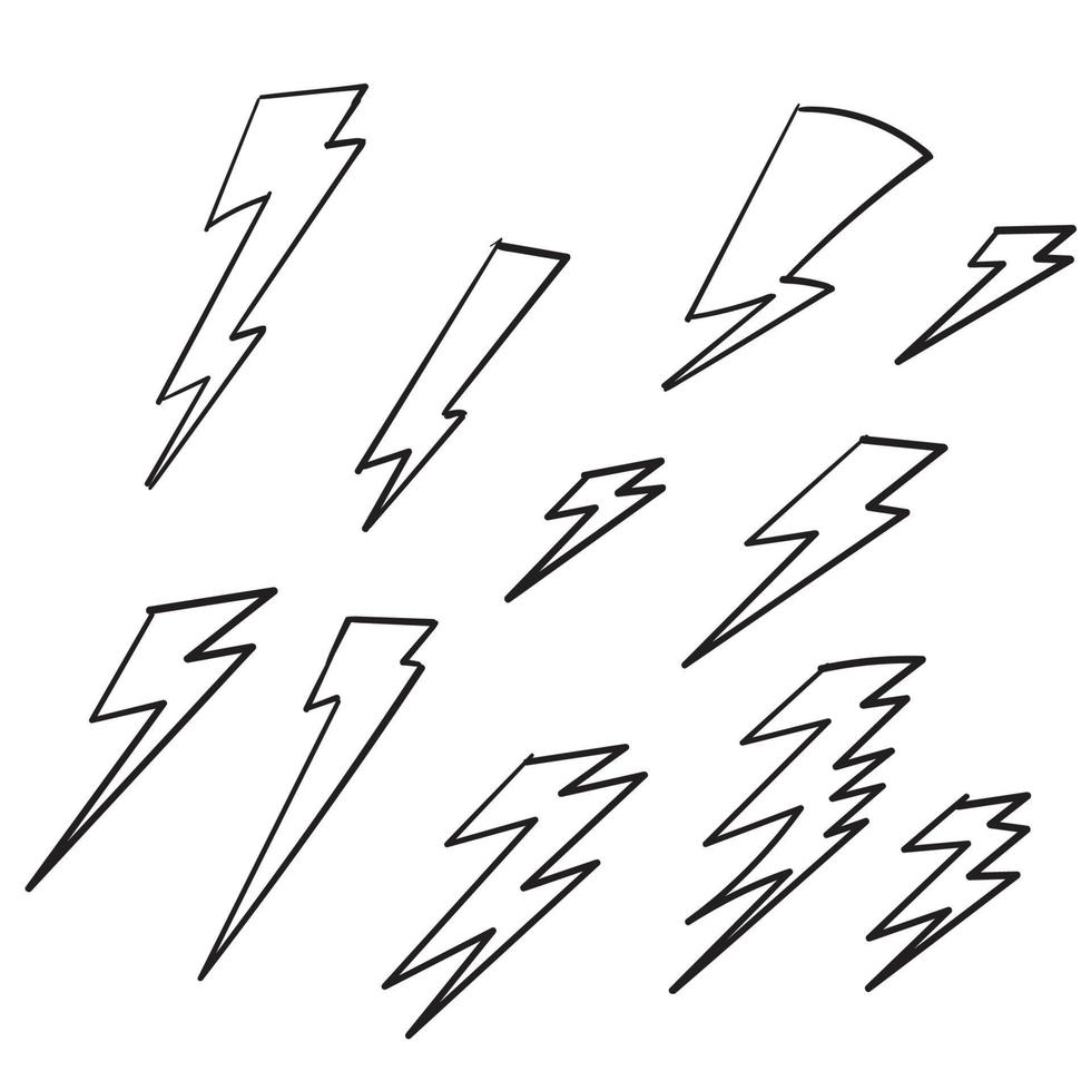 Electricity thunder light storm flash thunderstorm in cloud doodle style vector