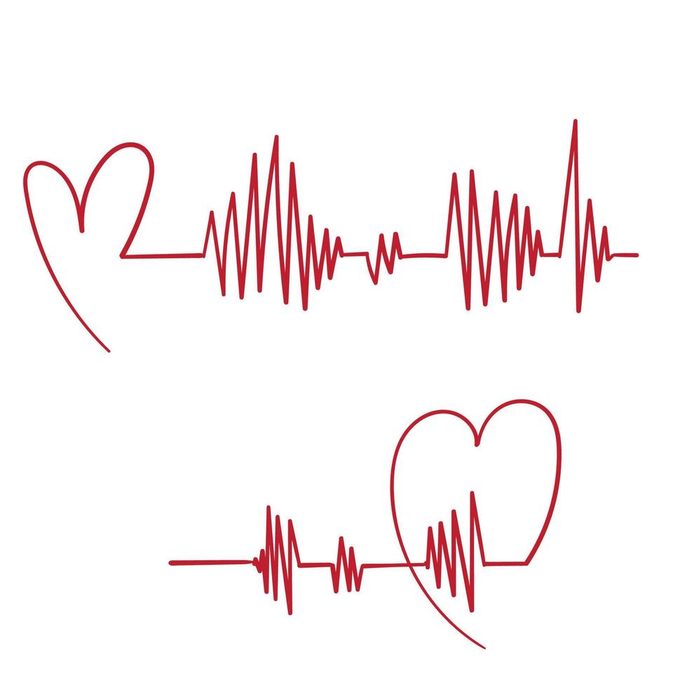 health medical heartbeat pulse illustration with handdrawn doodle vector