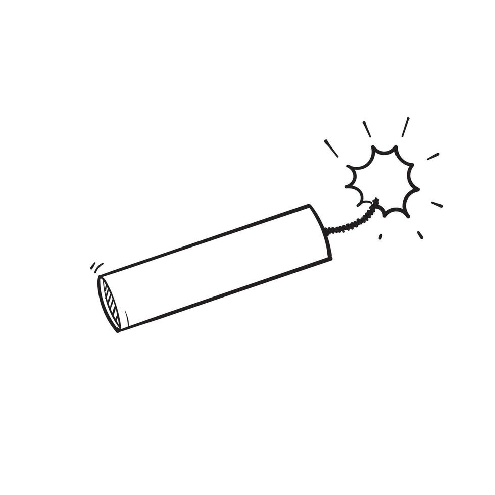 bomba con mecha ardiente sobre un fondo blanco estilo de dibujos animados de doodle dibujado a mano vector