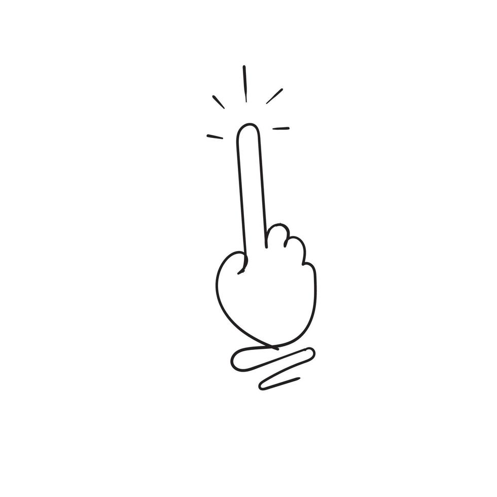 icono de puntero de mano en doodle vector de estilo de línea continua dibujado a mano aislado en vector blanco