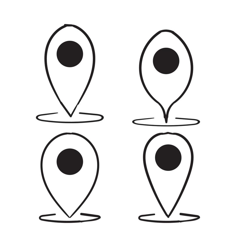 map pointer location icon handdrawn doodle vector