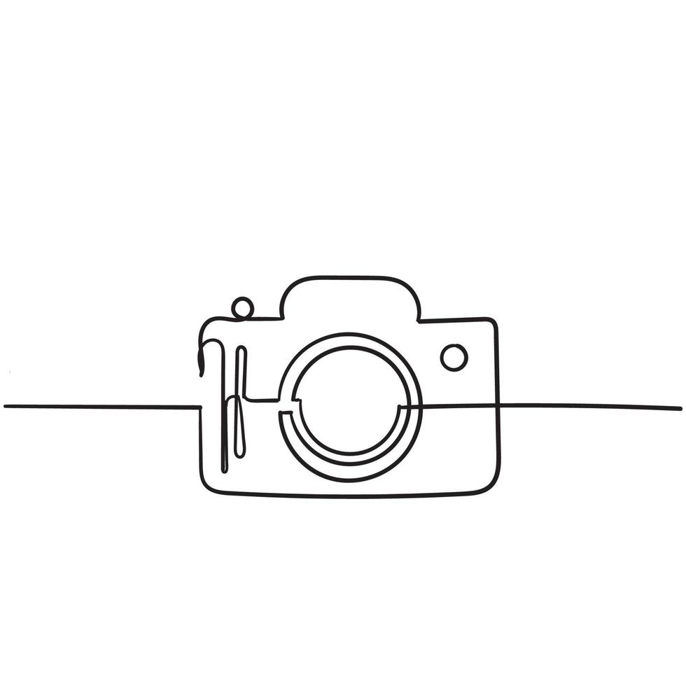 Icono de vector de cámara de fotos con estilo de dibujo dibujado a mano aislado en blanco