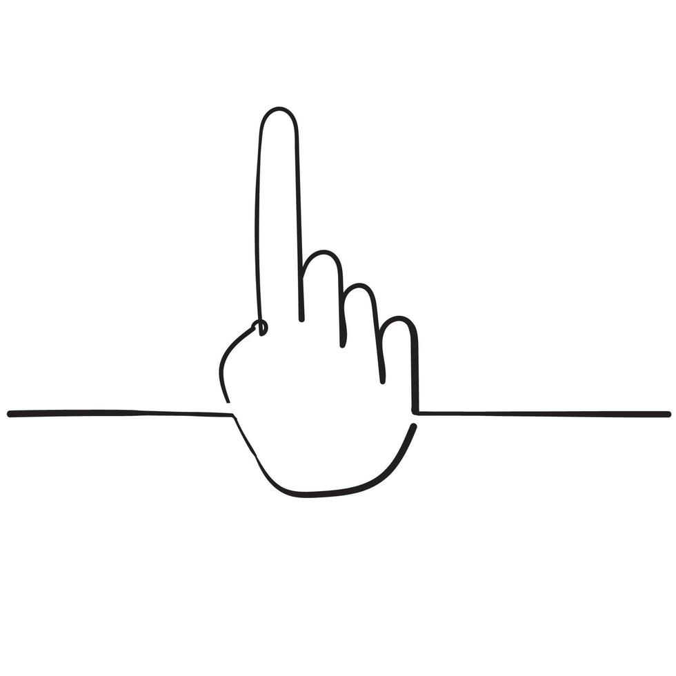 Clicking hand linear icon handdrawn doodle style vector