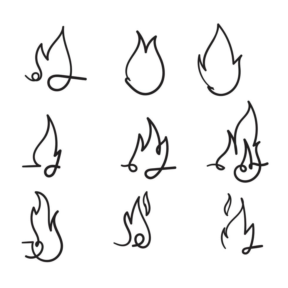 Ilustración de icono de fuego dibujado a mano con estilo de línea única vector