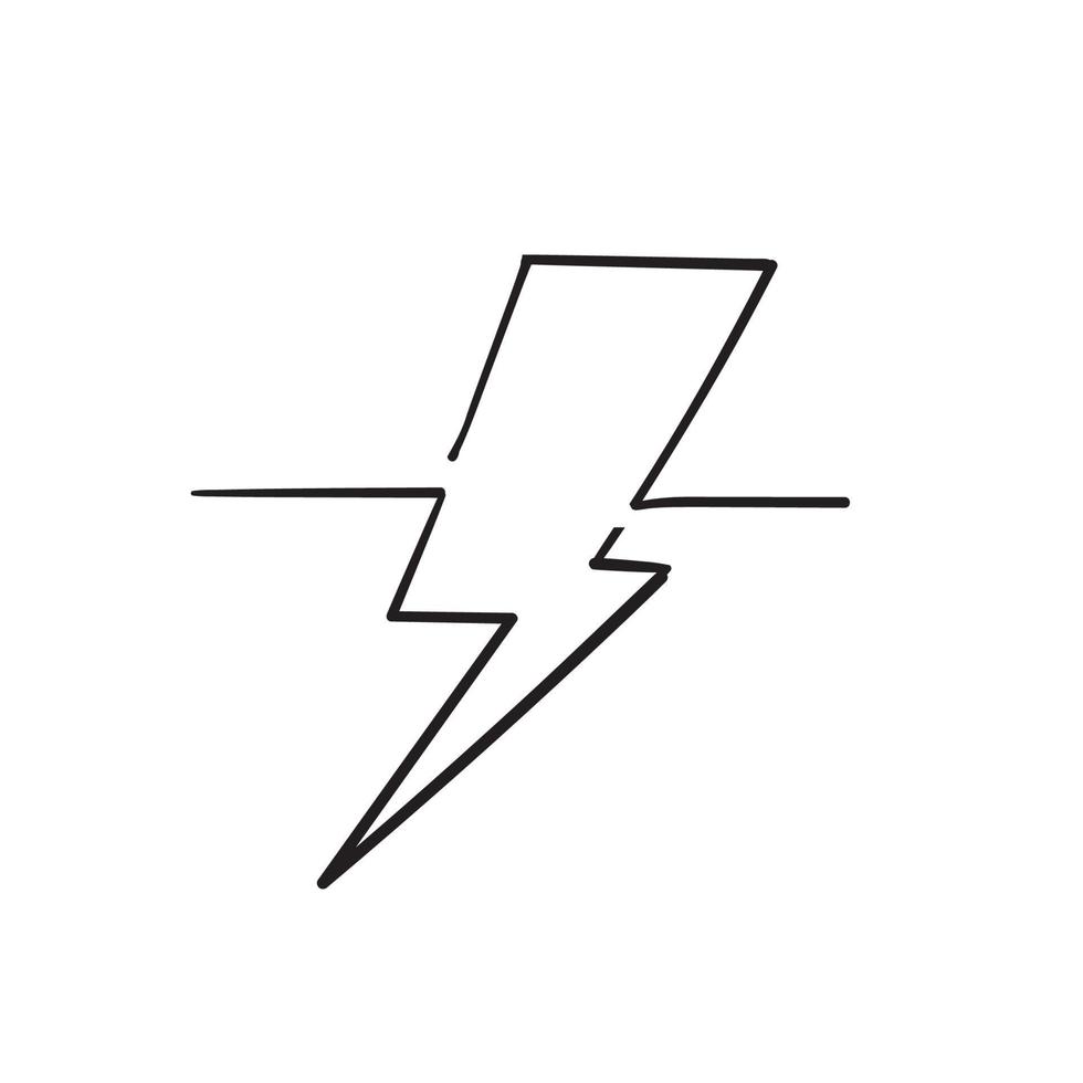 hand drawn doodle lightning thunder strike illustration with single line vector