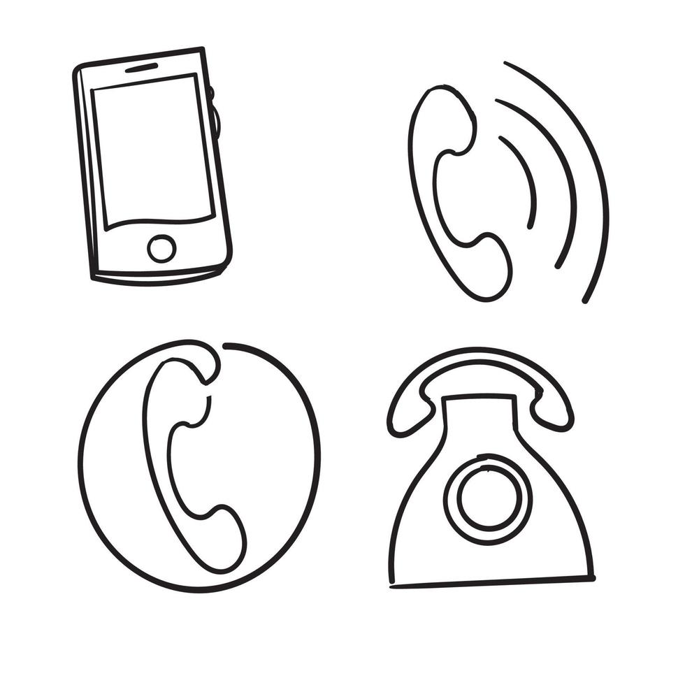 Phone icon vector with cartoon hand drawing style