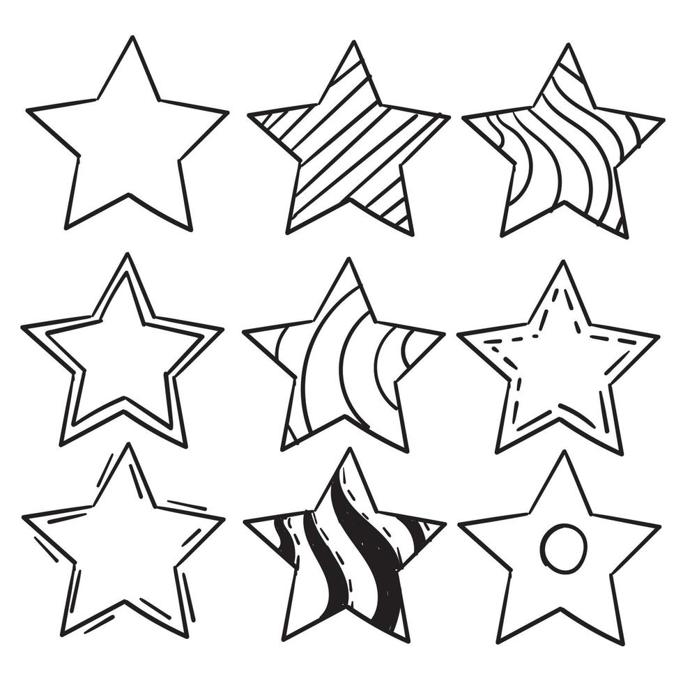 doodle estrellas ilustración handdrawn estilo de dibujos animados aislado vector