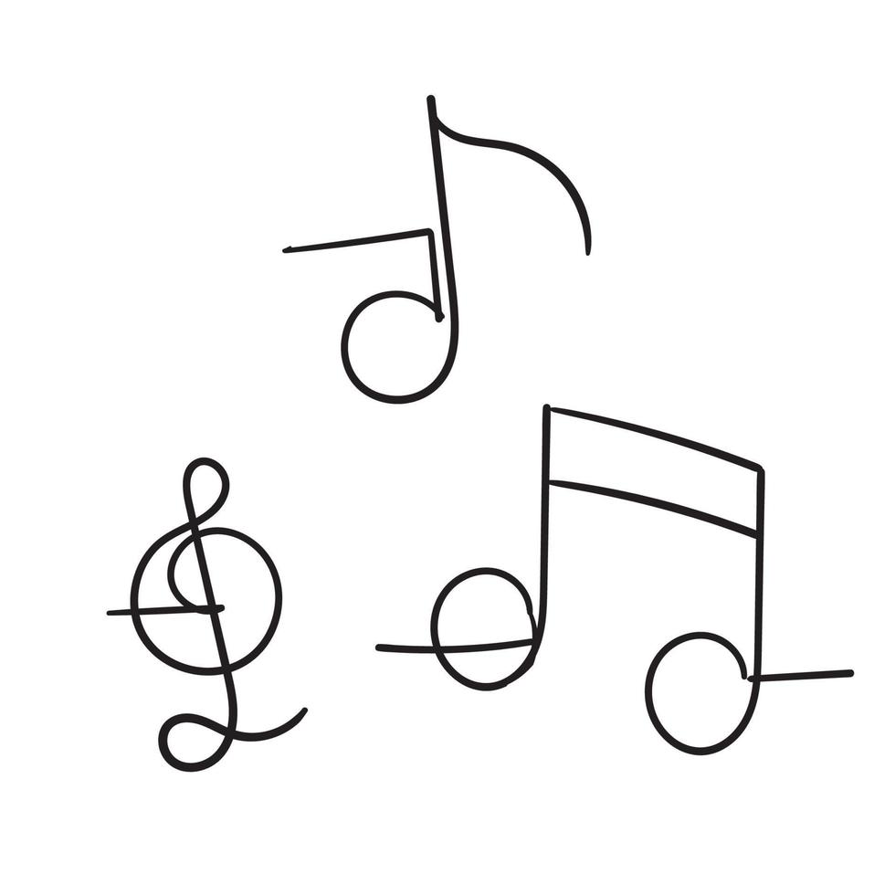 music note doodle handdrawn cartoon vector