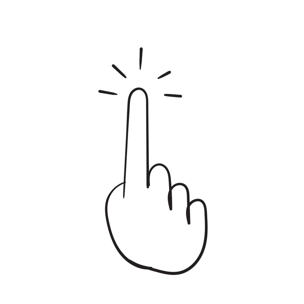 Clicking hand linear icon handdrawn doodle style vector