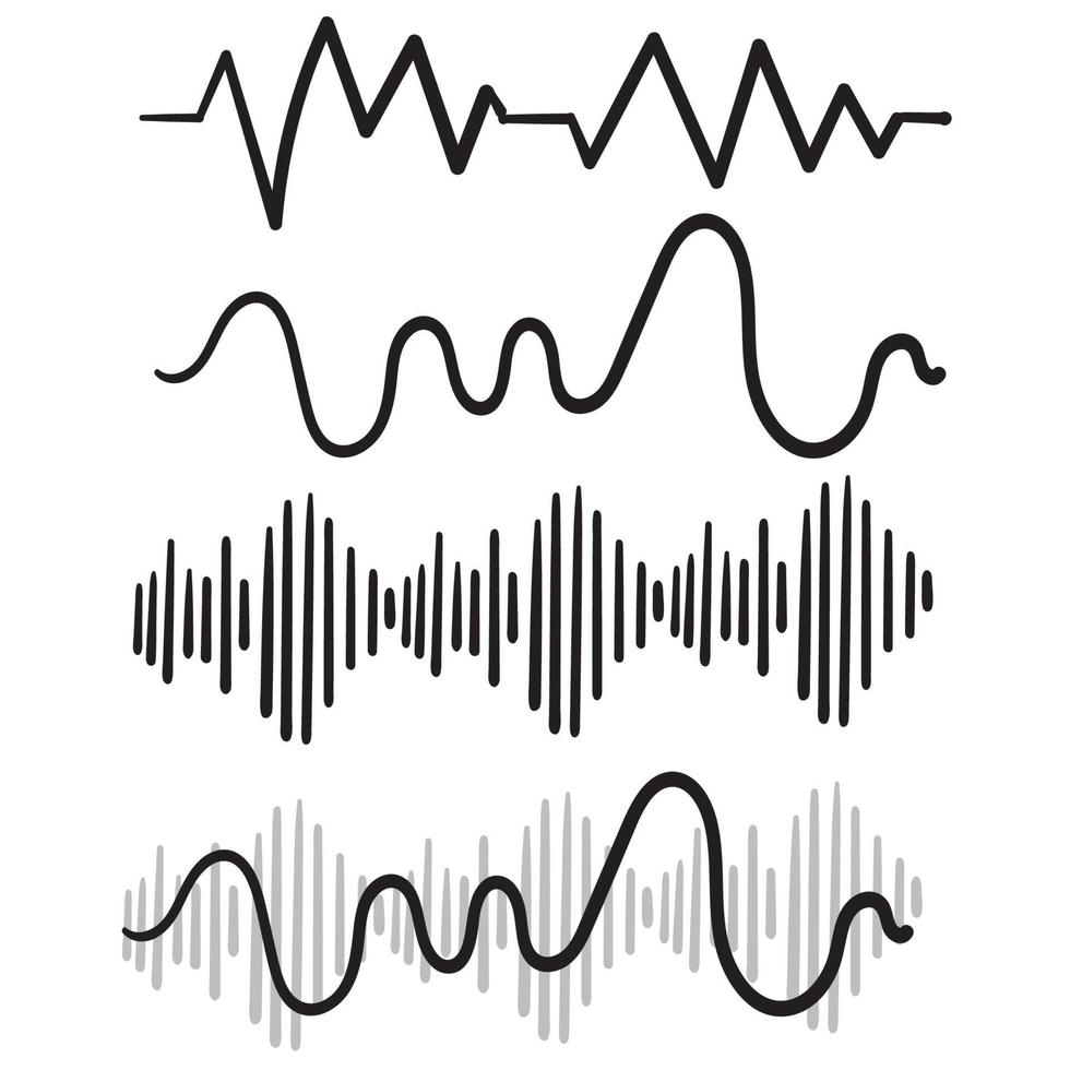 Music audio audio frequency handdrawn doodle style vector