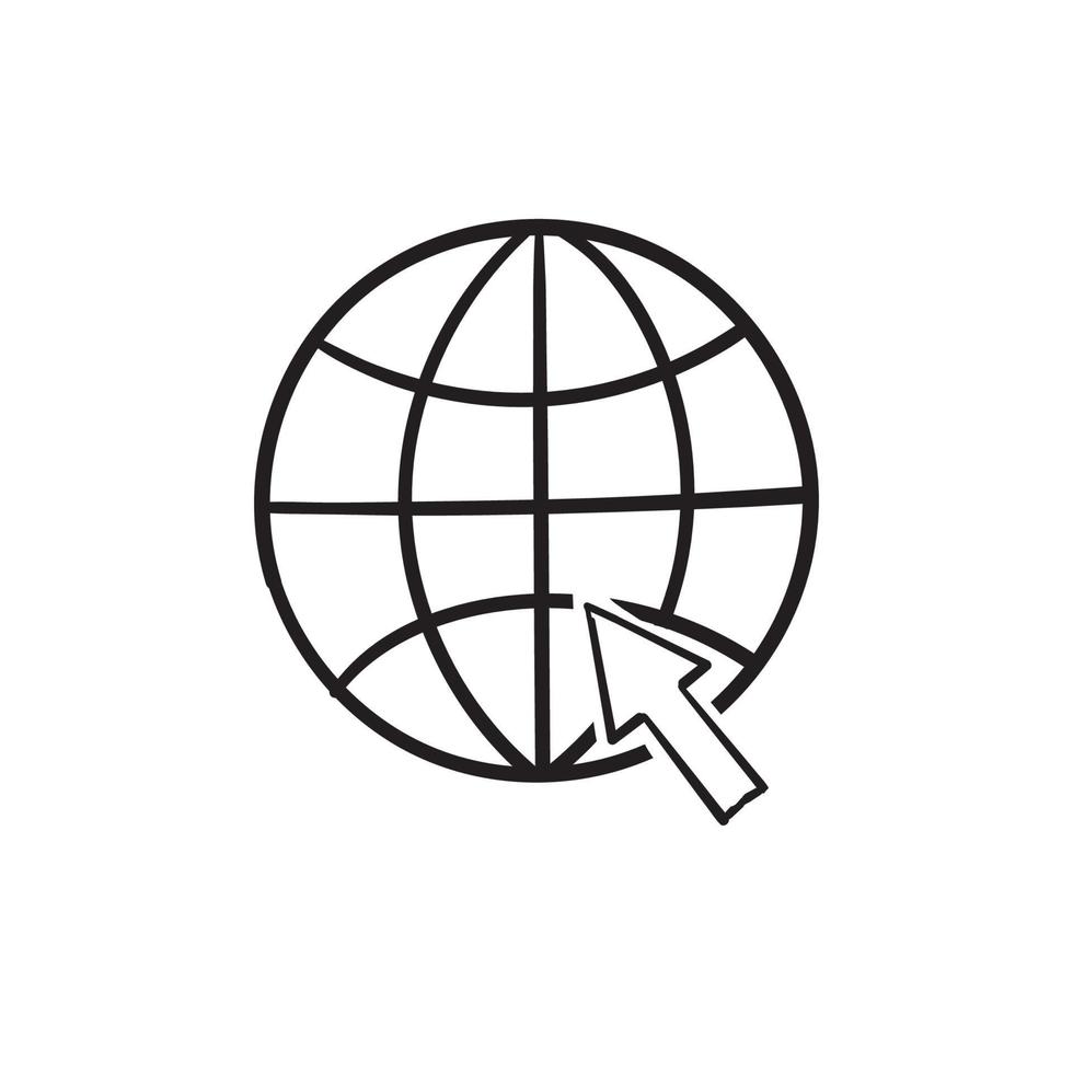 Go to web symbol icon vector with doodle handdrawn style
