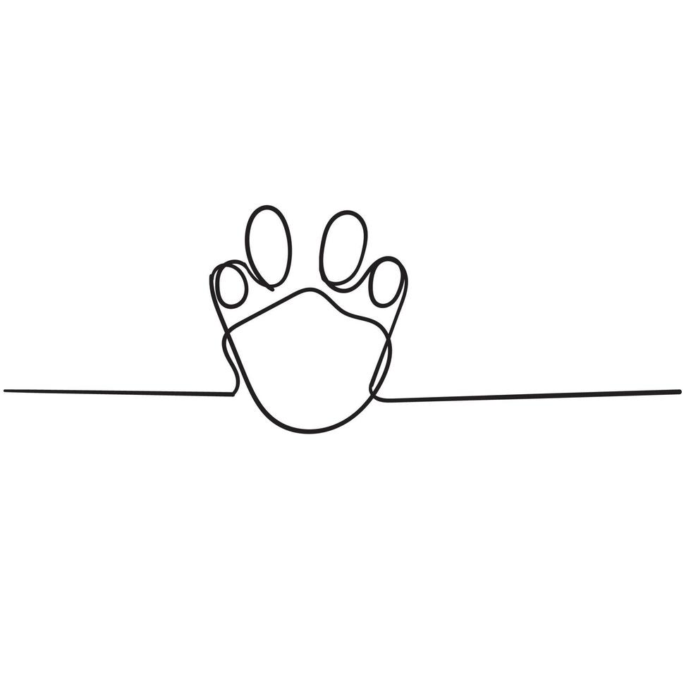 doodle paw illustration with cartoon line vector