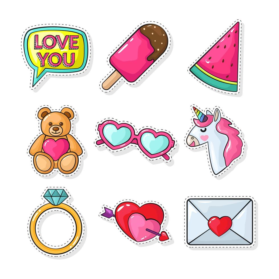 cute sticker set vector