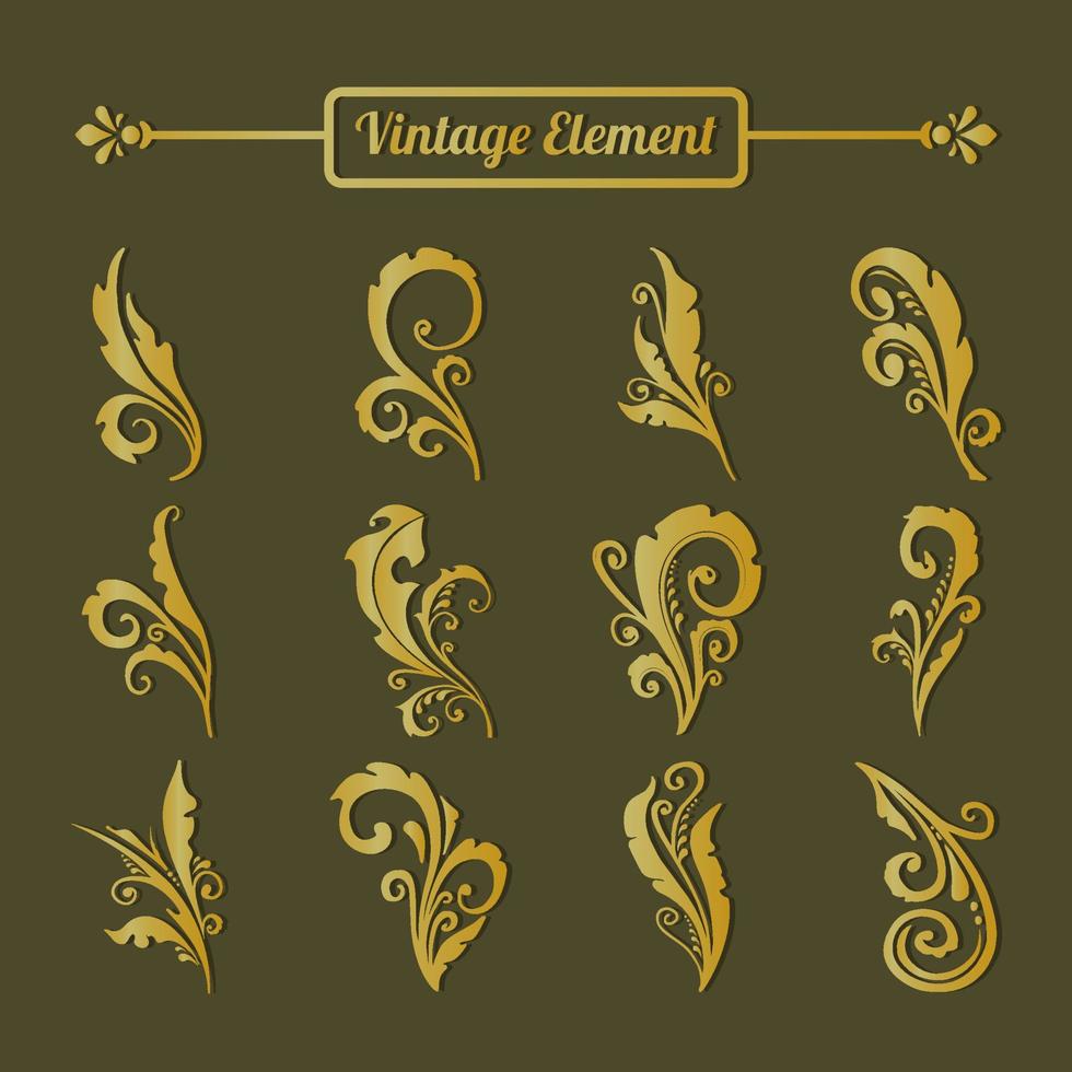 vintage curl design element vector