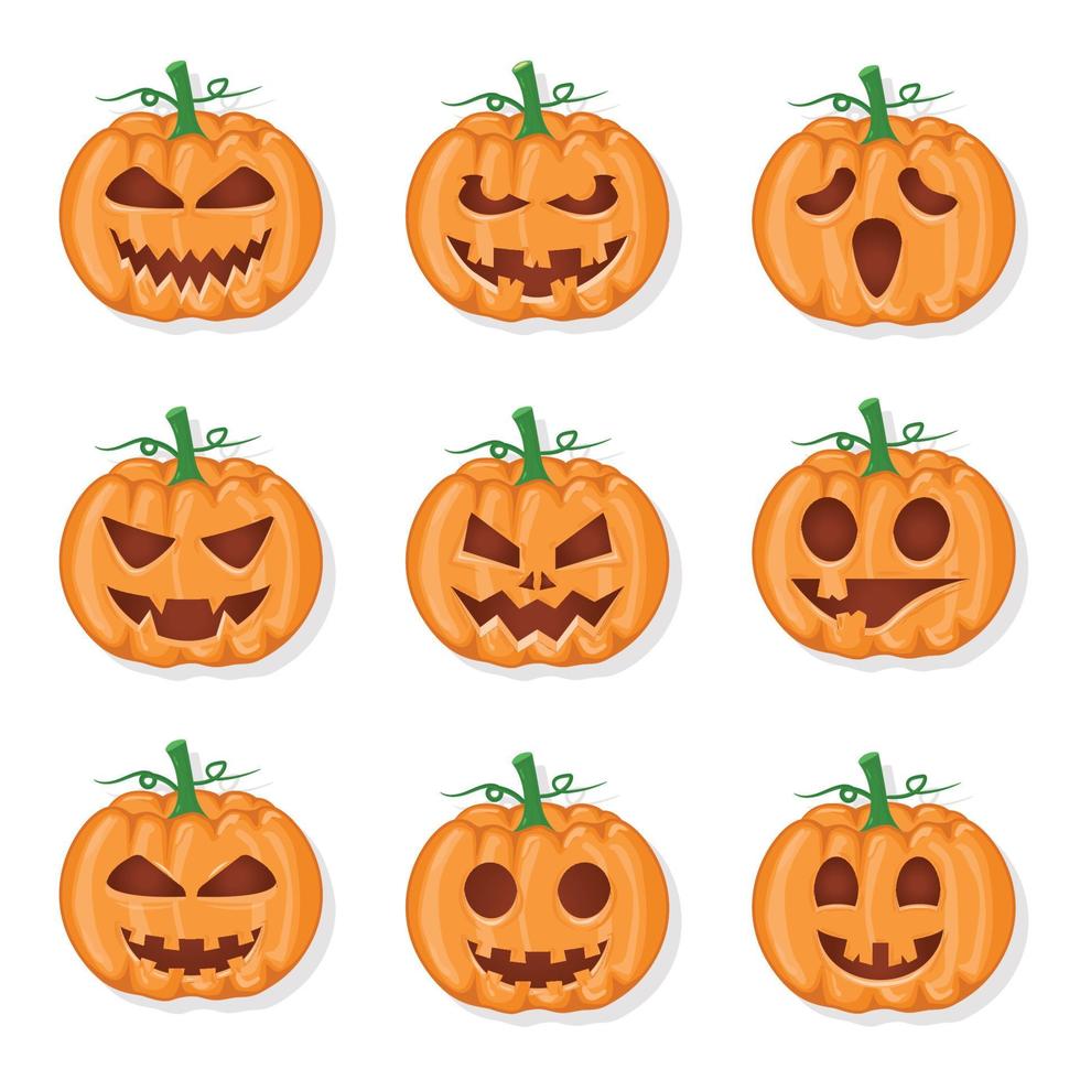 jack o lantern emociones cara vector