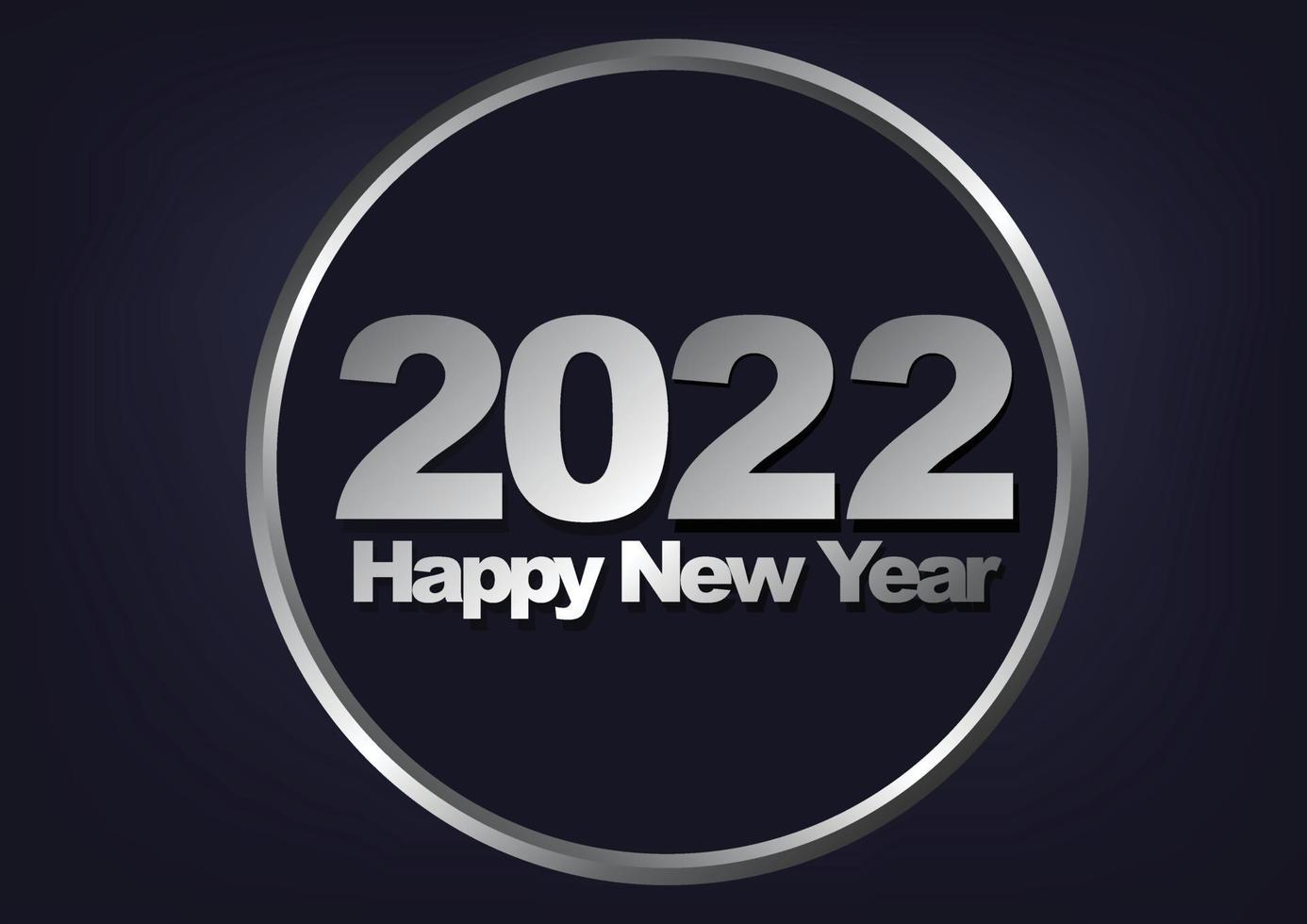 Happy New Year 2022. circle isolated on black background for design. Beautiful Glowing overlay template for holiday greeting cards. vector