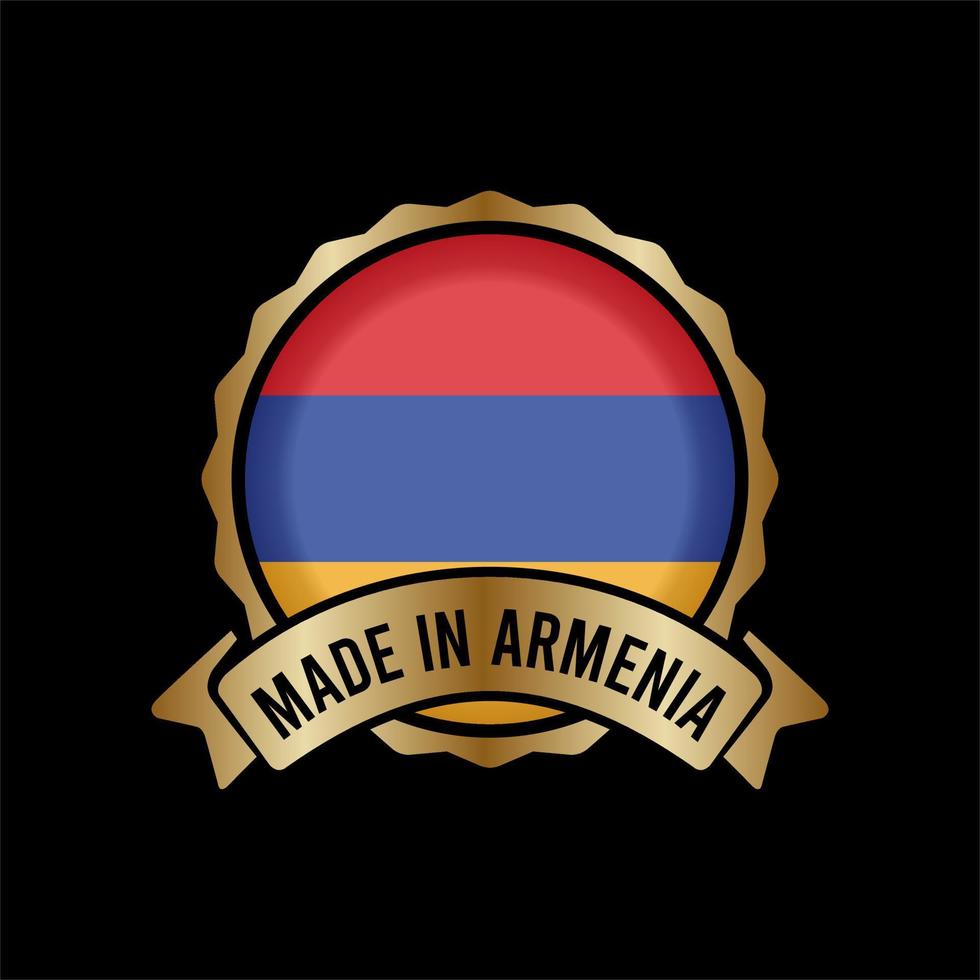 Botón de etiqueta de sello de insignia de oro hecho en armenia vector