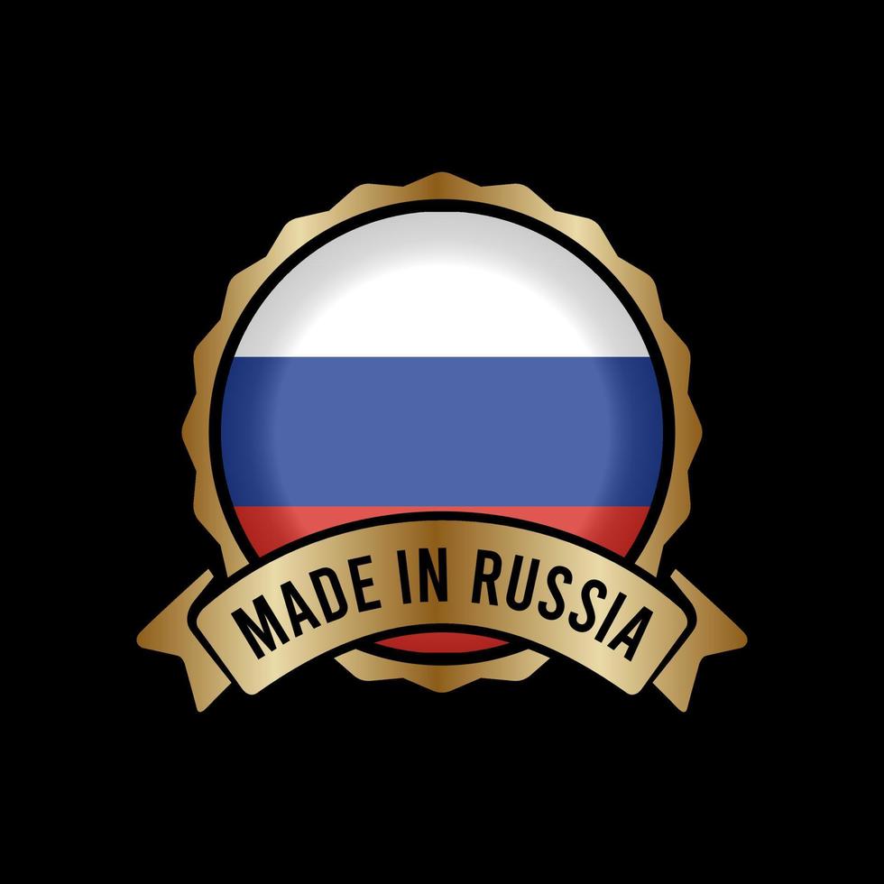 Botón de etiqueta de sello de insignia de oro hecho en Rusia vector