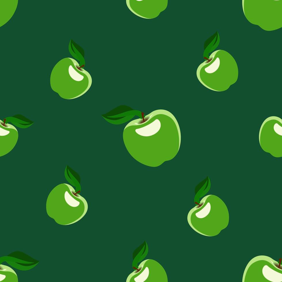 jugoso patrón de repetición creado con manzana verde, patrón transparente de manzana verde creado sobre fondo de color plano. vector