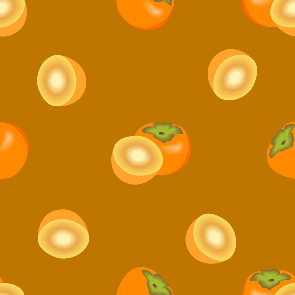 juicy repeat pattern created with persimmon fruit, persimmon fruit seamless pattern created on flat colored background. vector