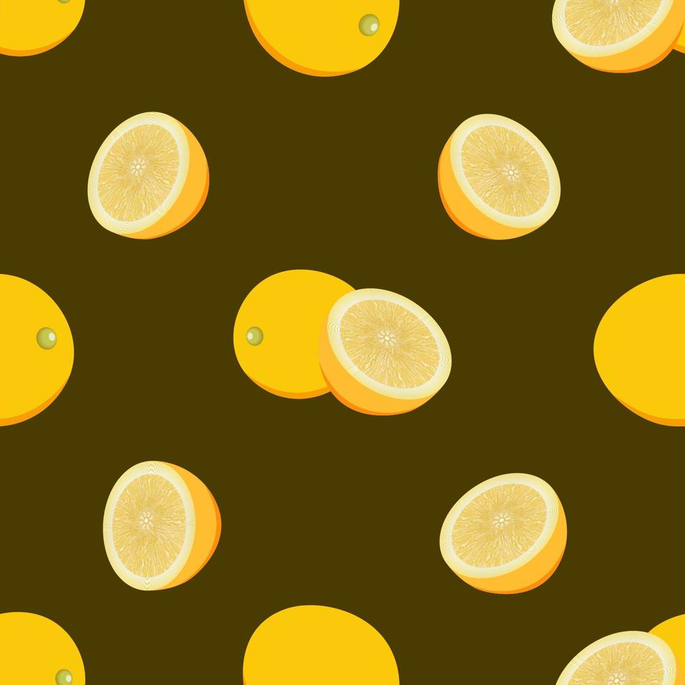 jugoso patrón de repetición creado con fruta de limón, patrón transparente de fruta de limón creado sobre fondo de color plano. vector