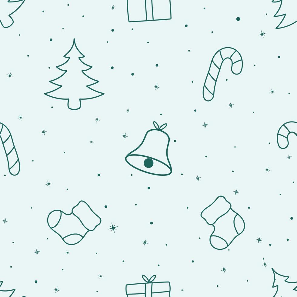 Patrón de árbol de Navidad doodle sin costuras con diseño de color pastel vector