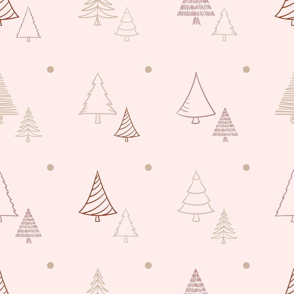 patrón sin costuras con árbol de navidad dibujado a mano vector