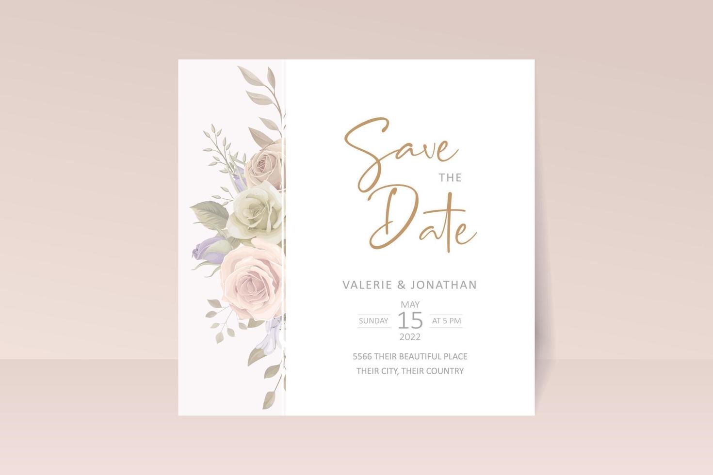 Beautiful roses invitation card template vector