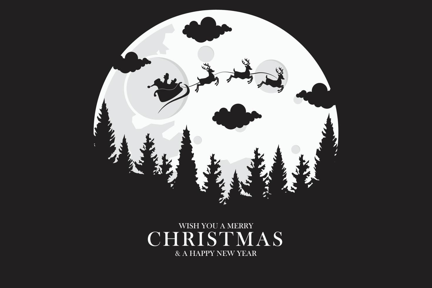 Merry Christmas with Santa Claus sleigh vector