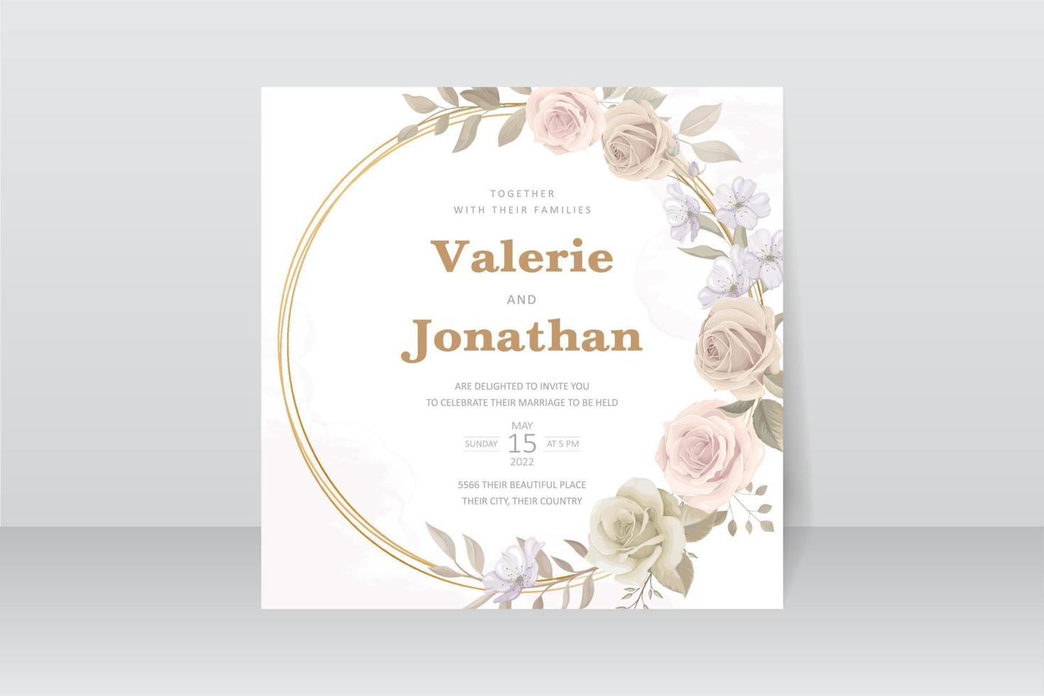 hermosa plantilla de tarjeta de invitación de rosas vector