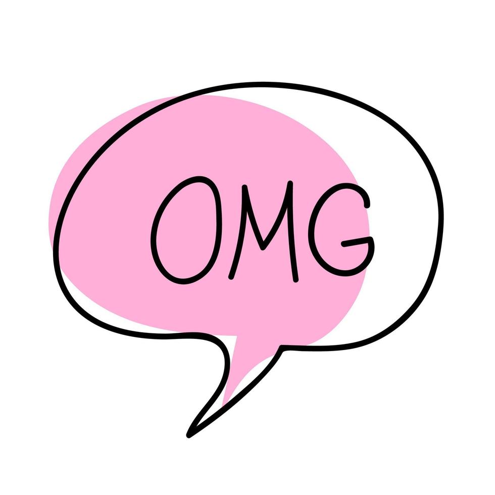 Hand Drawn Speech Bubble with Text - Omg. vector