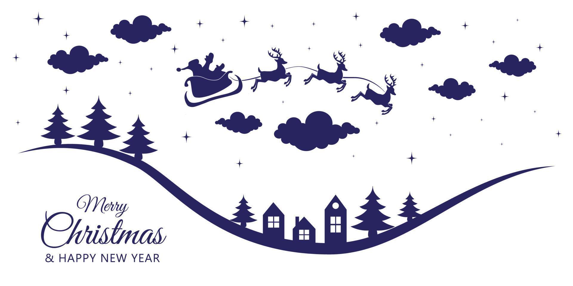 Merry Christmas with Santa Claus sleigh vector