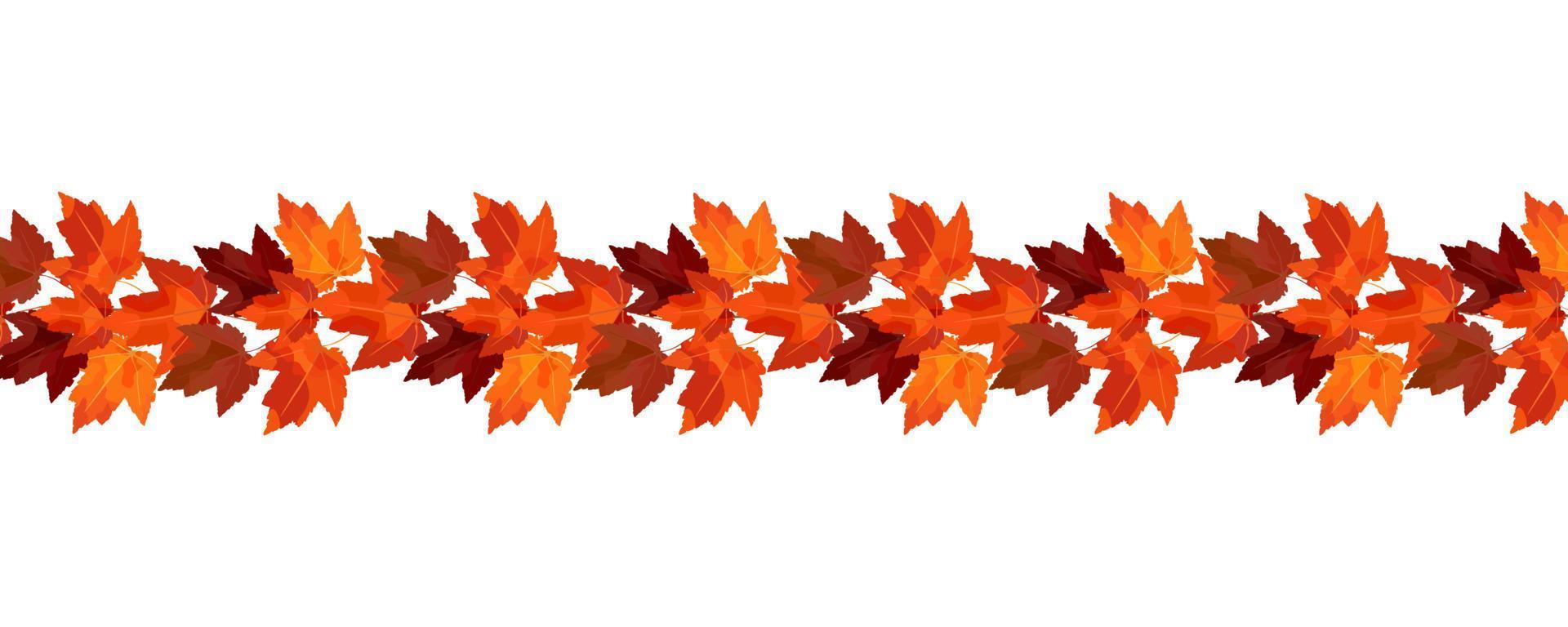 Border of autumn maple branches. Vector border for cozy autumn designs, cafes, menus, banner ad