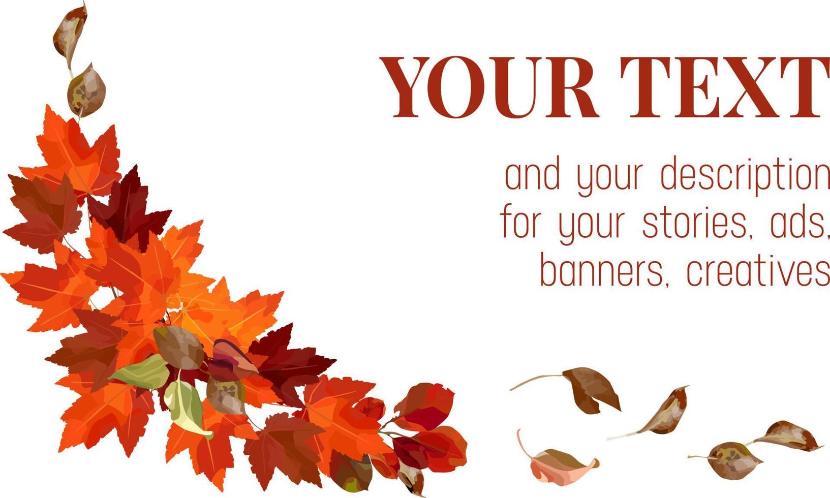 Baner with autumn branches. Vector wreath for autumn designs, autumn cafes, menus, banner ad, stories