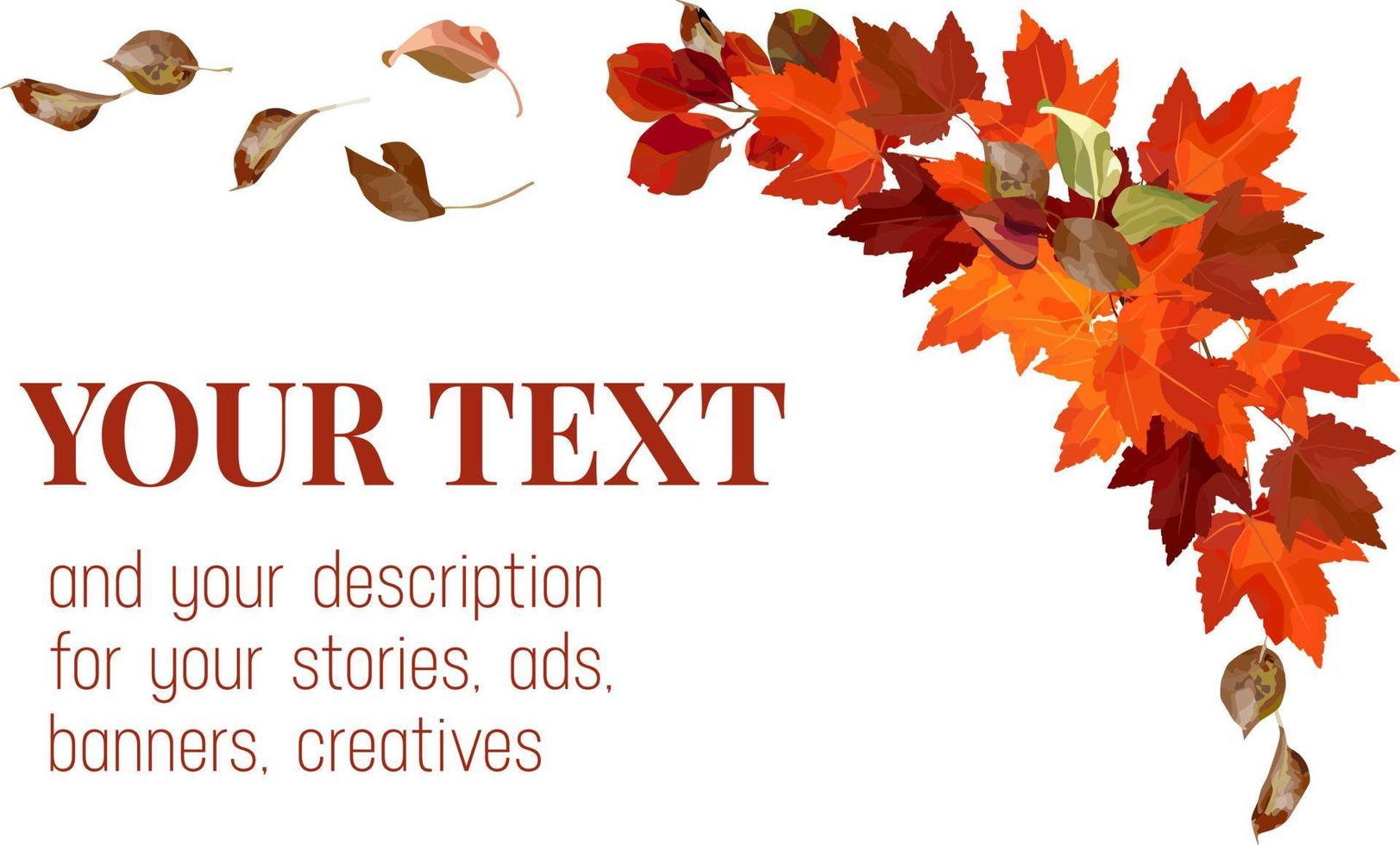 Baner with autumn branches. Vector wreath for autumn designs, autumn cafes, menus, banner ad, stories