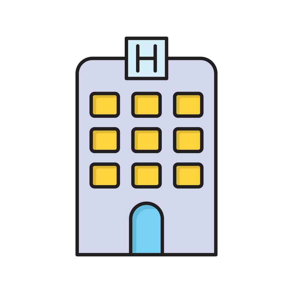 Ilustración de vector de hospital sobre un fondo transparente. símbolos de primera calidad. icono de color plano de línea vectorial para concepto y diseño gráfico.