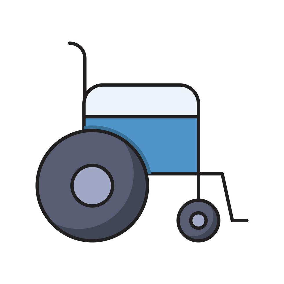 Ilustración de vector de silla de ruedas sobre un fondo transparente. símbolos de primera calidad. icono de color plano de línea vectorial para concepto y diseño gráfico.