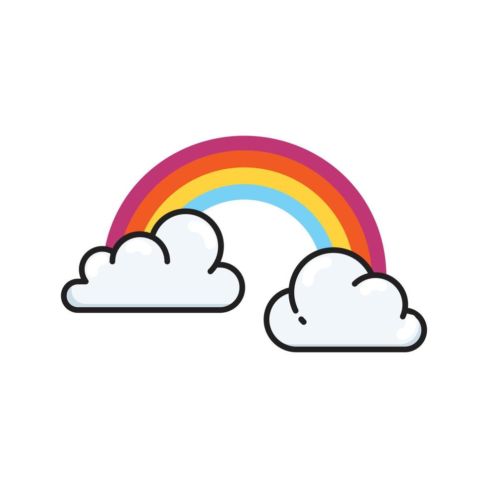 Ilustración de vector de arco iris sobre un fondo transparente. símbolos de primera calidad. icono de color plano de línea vectorial para concepto y diseño gráfico.