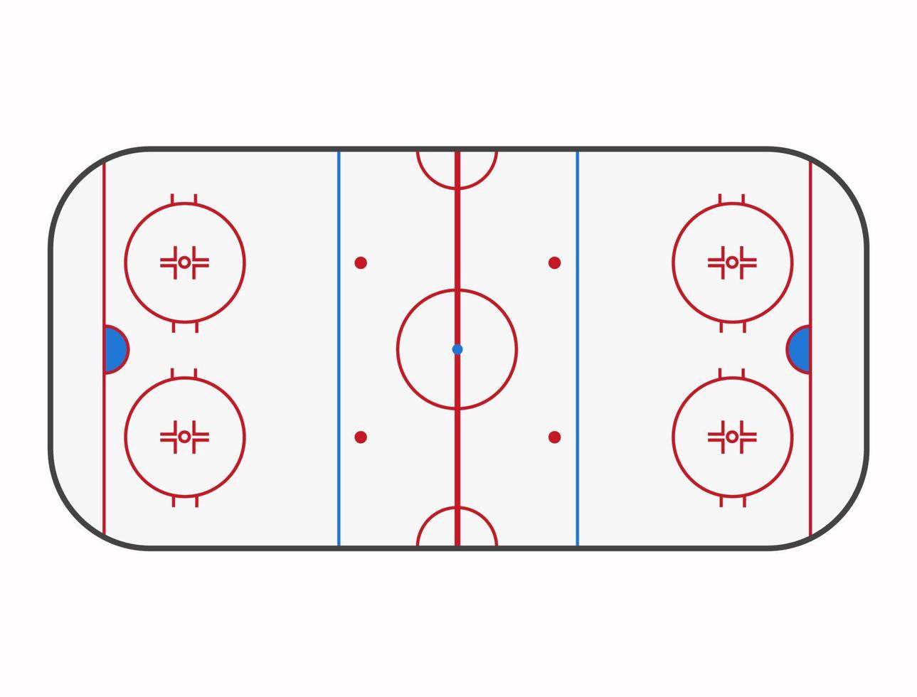 pista de hockey sobre hielo. Arena de vista superior con arañazos. ilustración vectorial vector