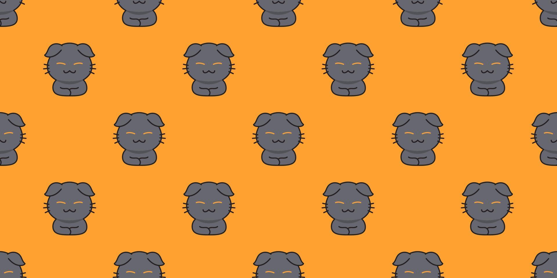 Cartoon cute gray cat seamless pattern background vector